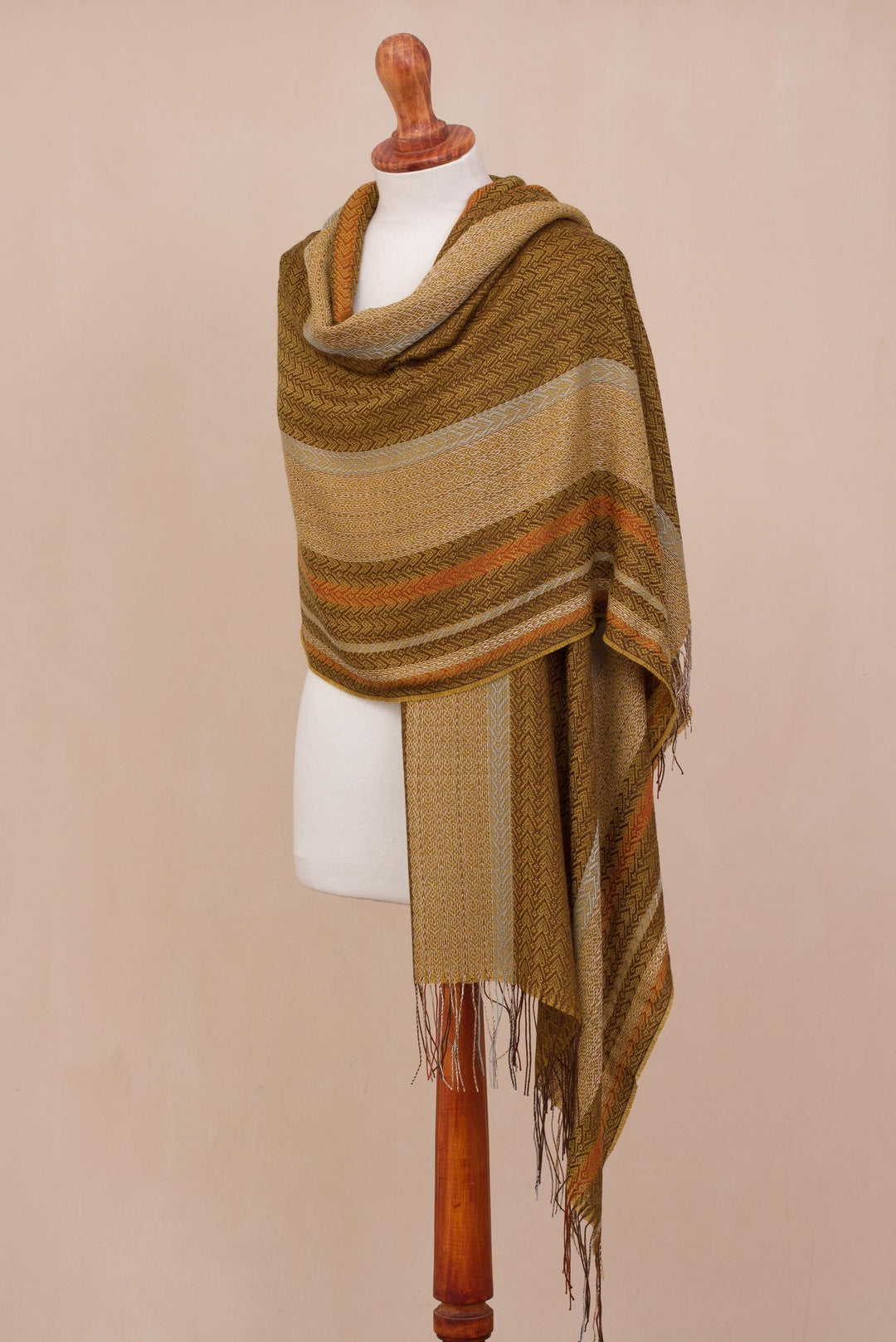 Handwoven Striped Alpaca Blend Shawl from Peru - Exotic Celebration
