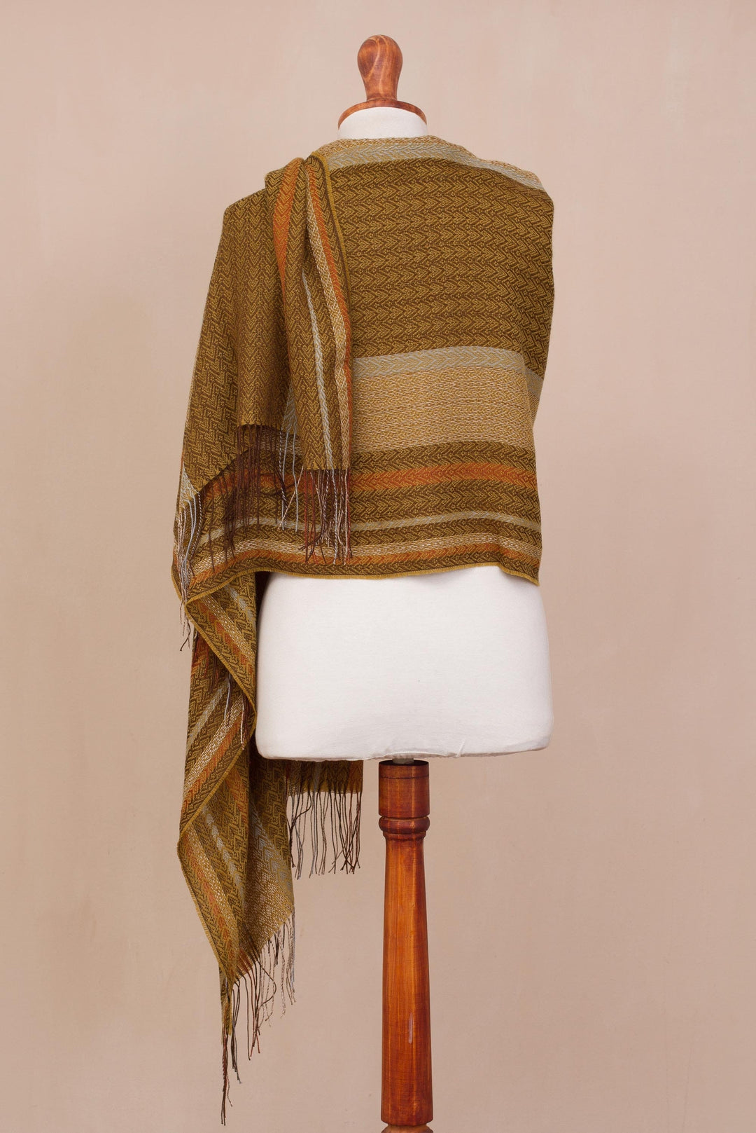 Handwoven Striped Alpaca Blend Shawl from Peru - Exotic Celebration