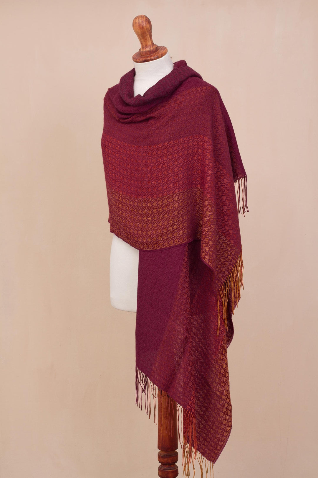Hand Woven Striped Alpaca Blend Shawl from Peru - Inviting Beauty