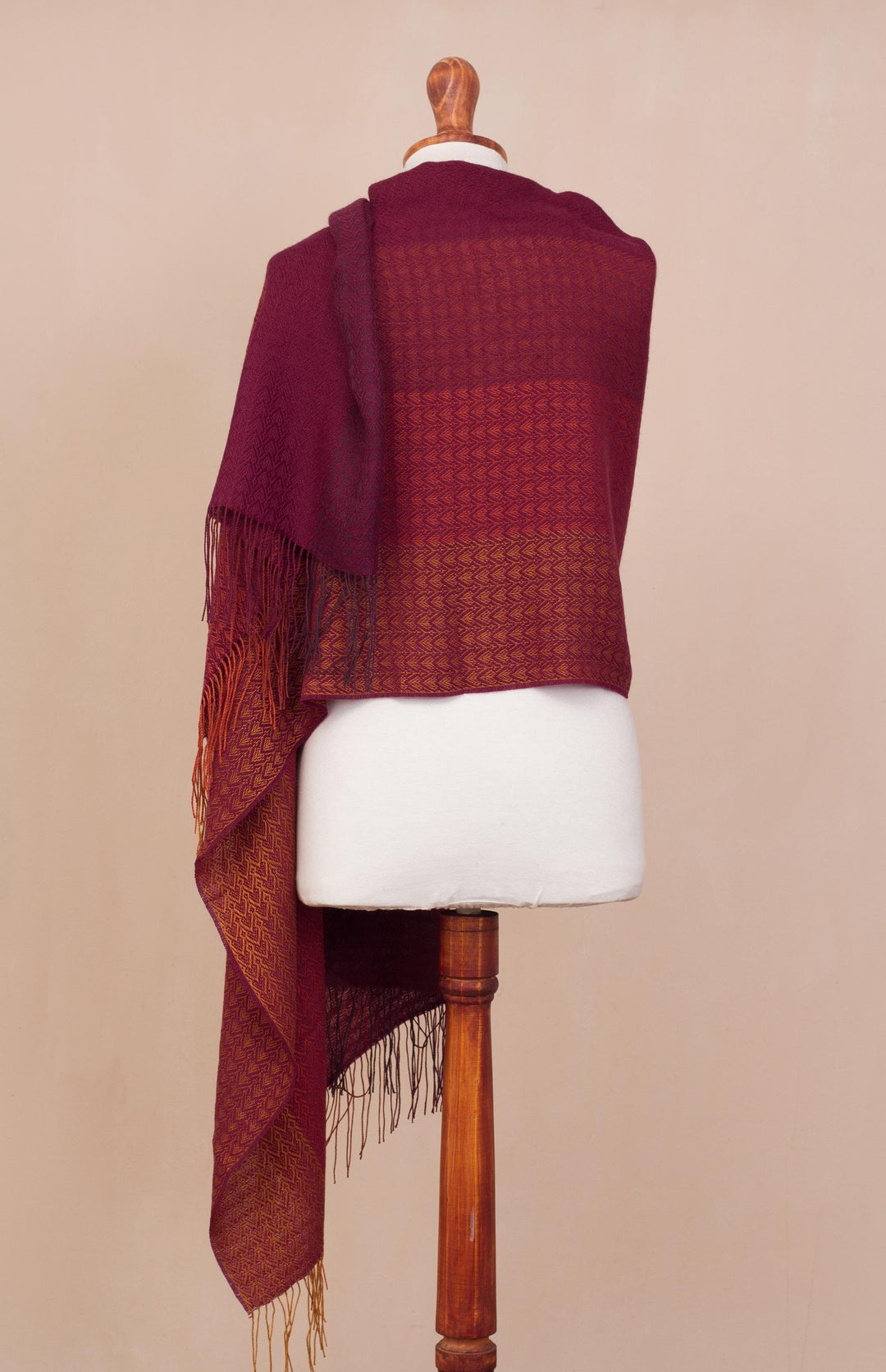 Hand Woven Striped Alpaca Blend Shawl from Peru - Inviting Beauty