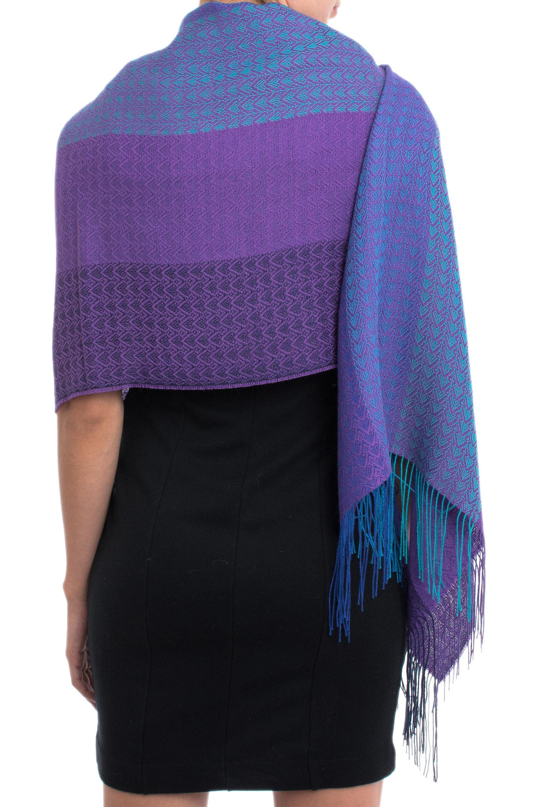 Hand Woven Striped Alpaca Blend Shawl from Peru - Serene Radiance