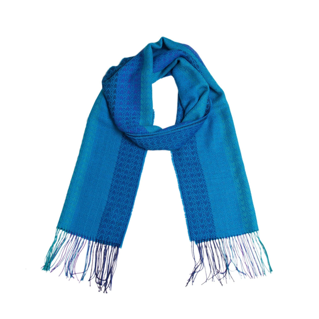 Hand Woven Striped Alpaca Blend Wrap Scarf from Peru - Tranquil Paradise