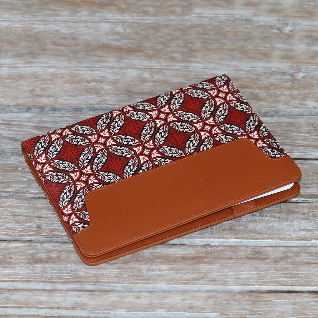 Faux Leather and Cotton Diamond and Circle Motif Planner - Orderly Garden