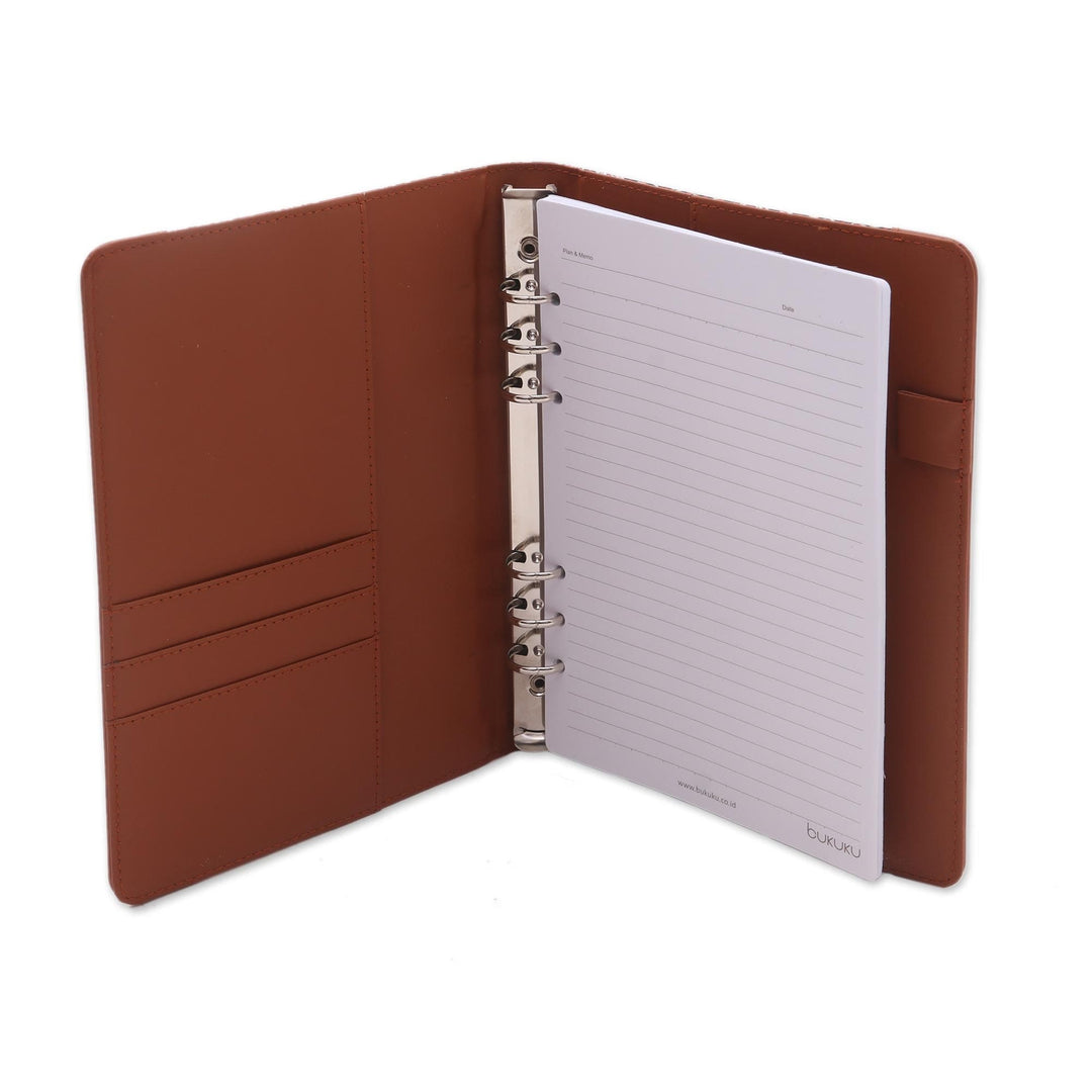 Faux Leather and Cotton Diamond and Circle Motif Planner - Orderly Garden