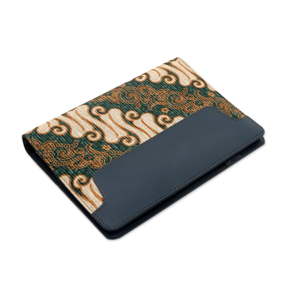 Green Faux Leather Planner with Cotton Batik Print - Lovely Thoughts