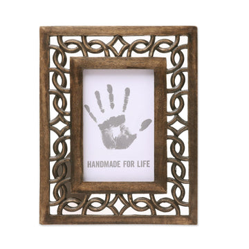 Wood Hand Carved Cutouts Rectangular Photo Frame (4x6) - Interlinked