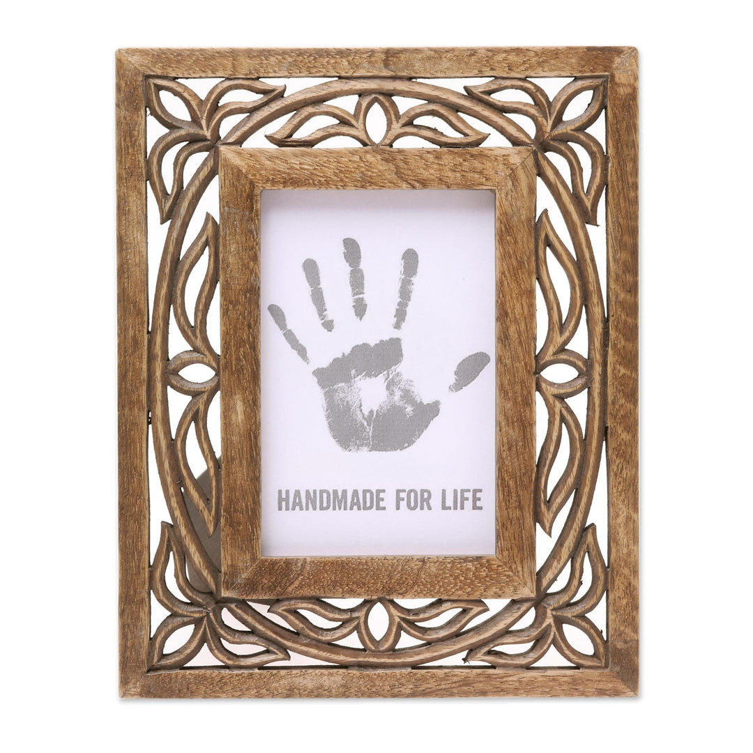 Wood Hand Carved Vine Motif Rectangular Photo Frame (4x6) - Veranda Vines