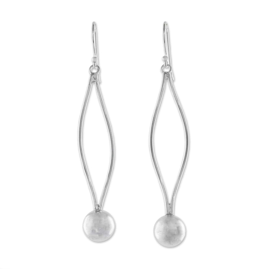 Sterling Silver Pendulum Dangle Earrings from Thailand - Shining Pendulum