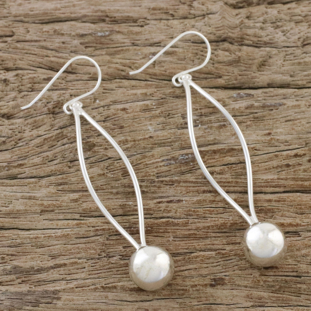 Sterling Silver Pendulum Dangle Earrings from Thailand - Shining Pendulum