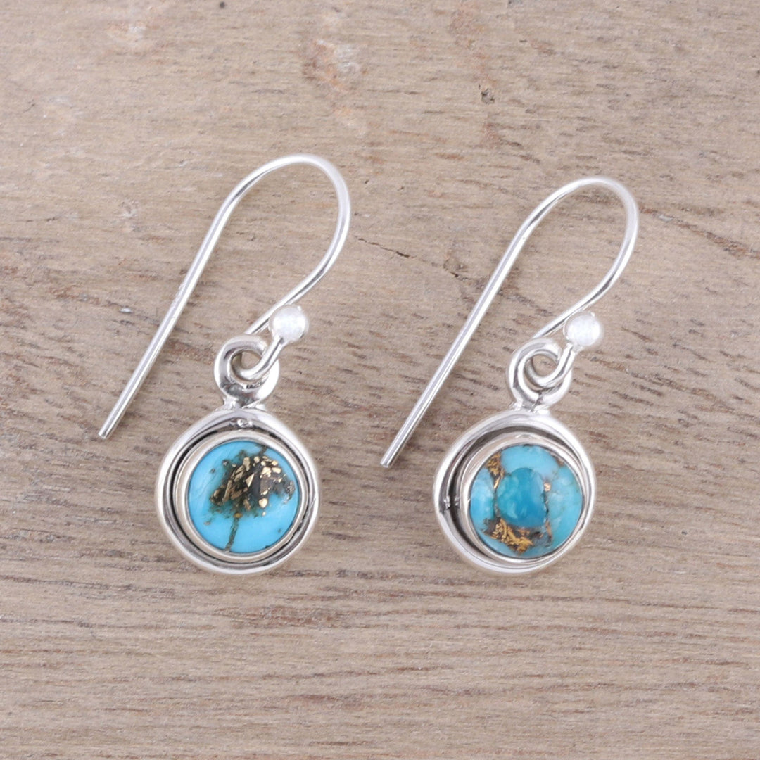 Sterling Silver and Blue Composite Turquoise Earrings - Adorable Moon in Blue