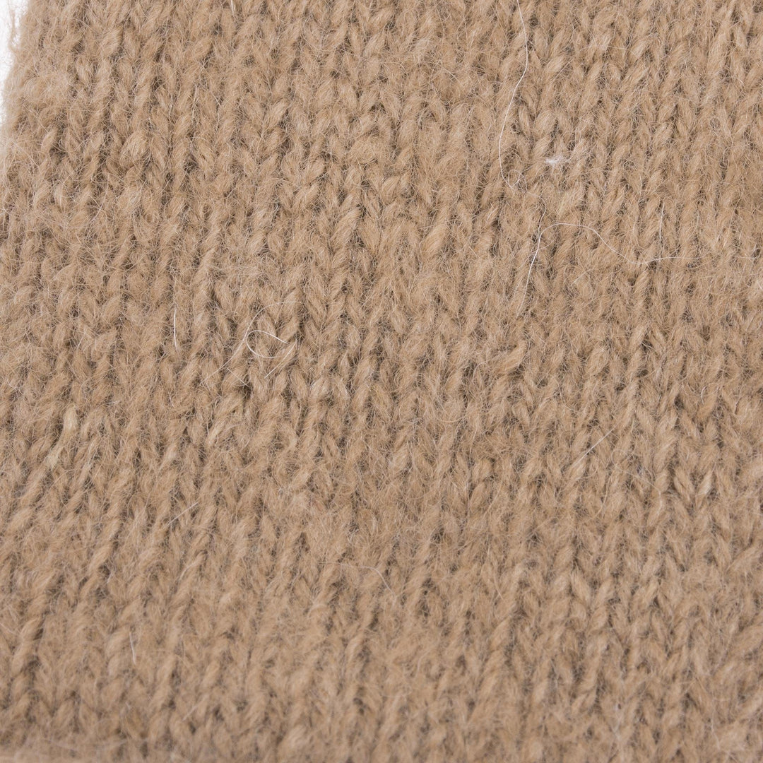 Knit 100% Alpaca Mittens in Tan and White from Peru - Striking Contrast in Tan