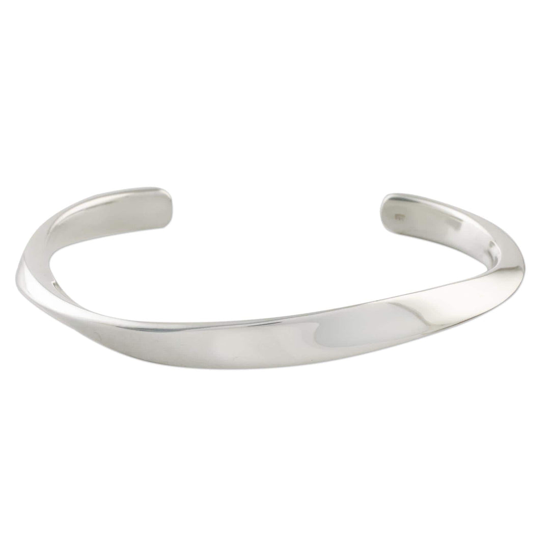 Wavy Sterling Silver Cuff Bracelet from Thailand - Space Wave