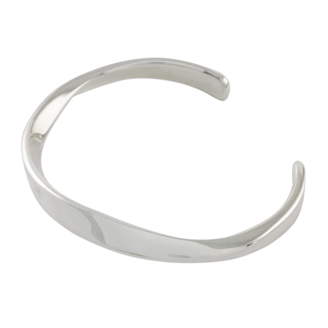 Wavy Sterling Silver Cuff Bracelet from Thailand - Space Wave