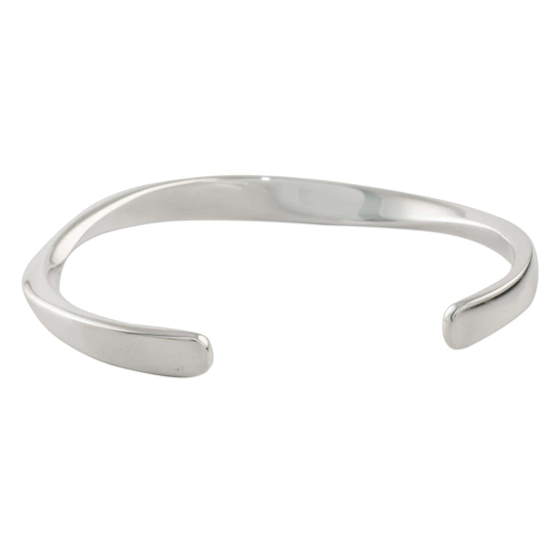 Wavy Sterling Silver Cuff Bracelet from Thailand - Space Wave
