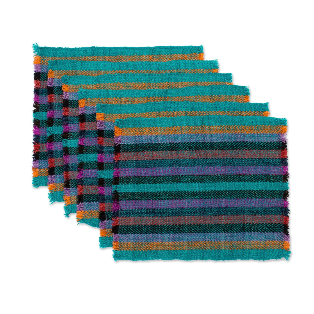 Six Striped Wool Placemats - Jungle Joy