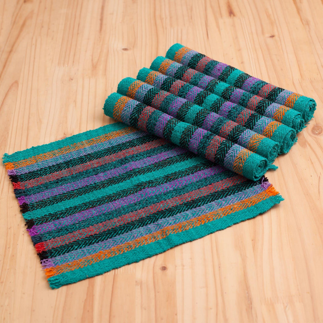 Six Striped Wool Placemats - Jungle Joy