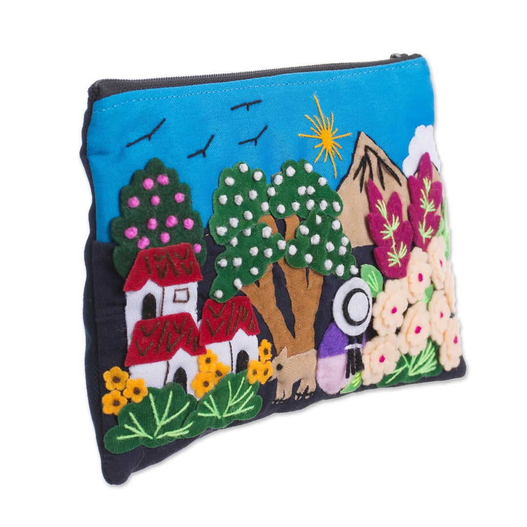Colorful Andean Dawn Cotton Blend Appliqué Pencil Case - Andes at Dawn
