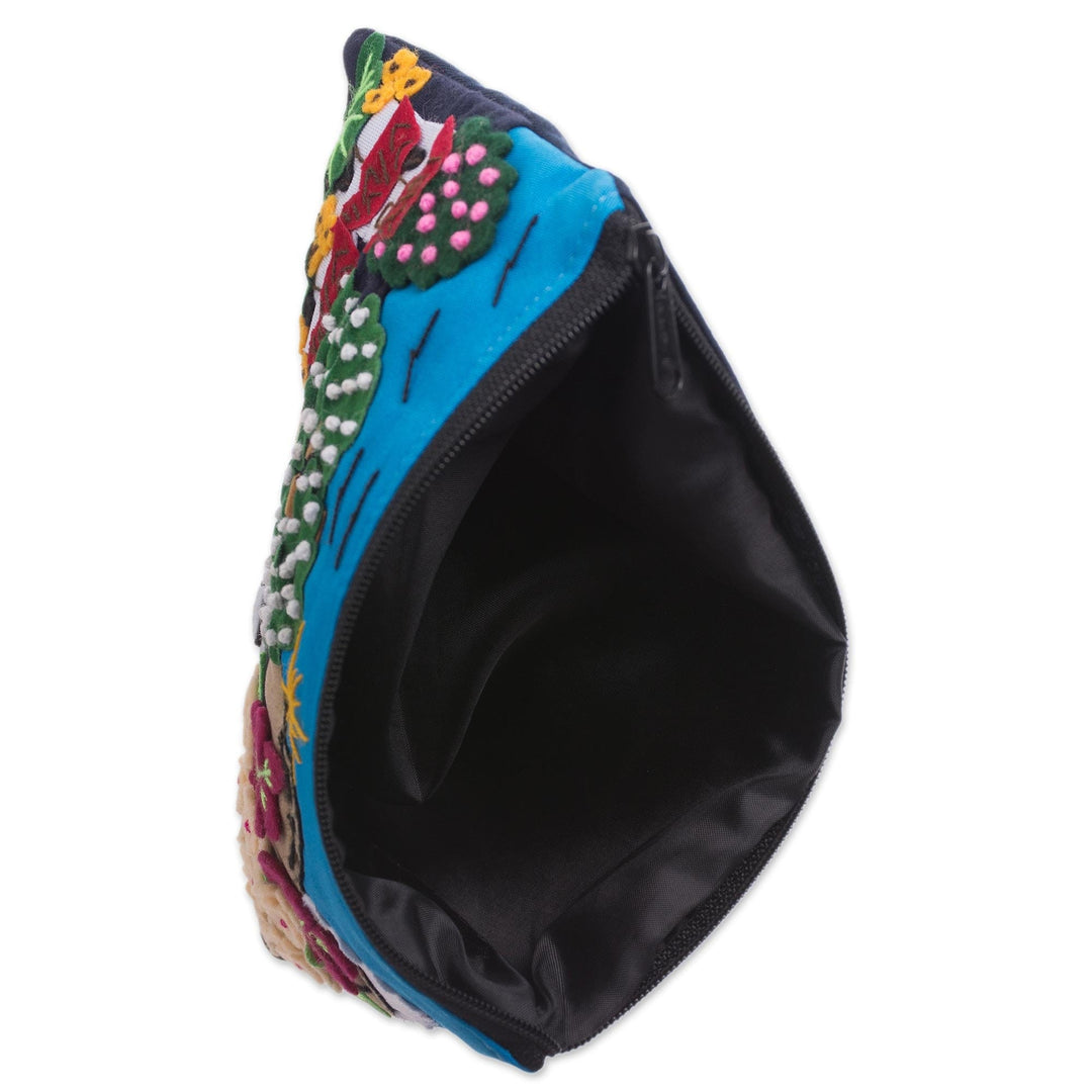 Colorful Andean Dawn Cotton Blend Appliqué Pencil Case - Andes at Dawn