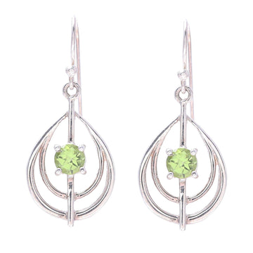 Drop-Shaped Peridot Dangle Earrings from India - Glossy Drops