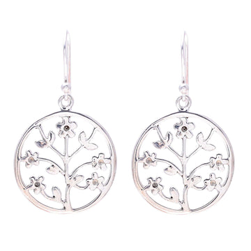 Openwork Floral Sterling Silver Dangle Earrings from India - Floral Windows