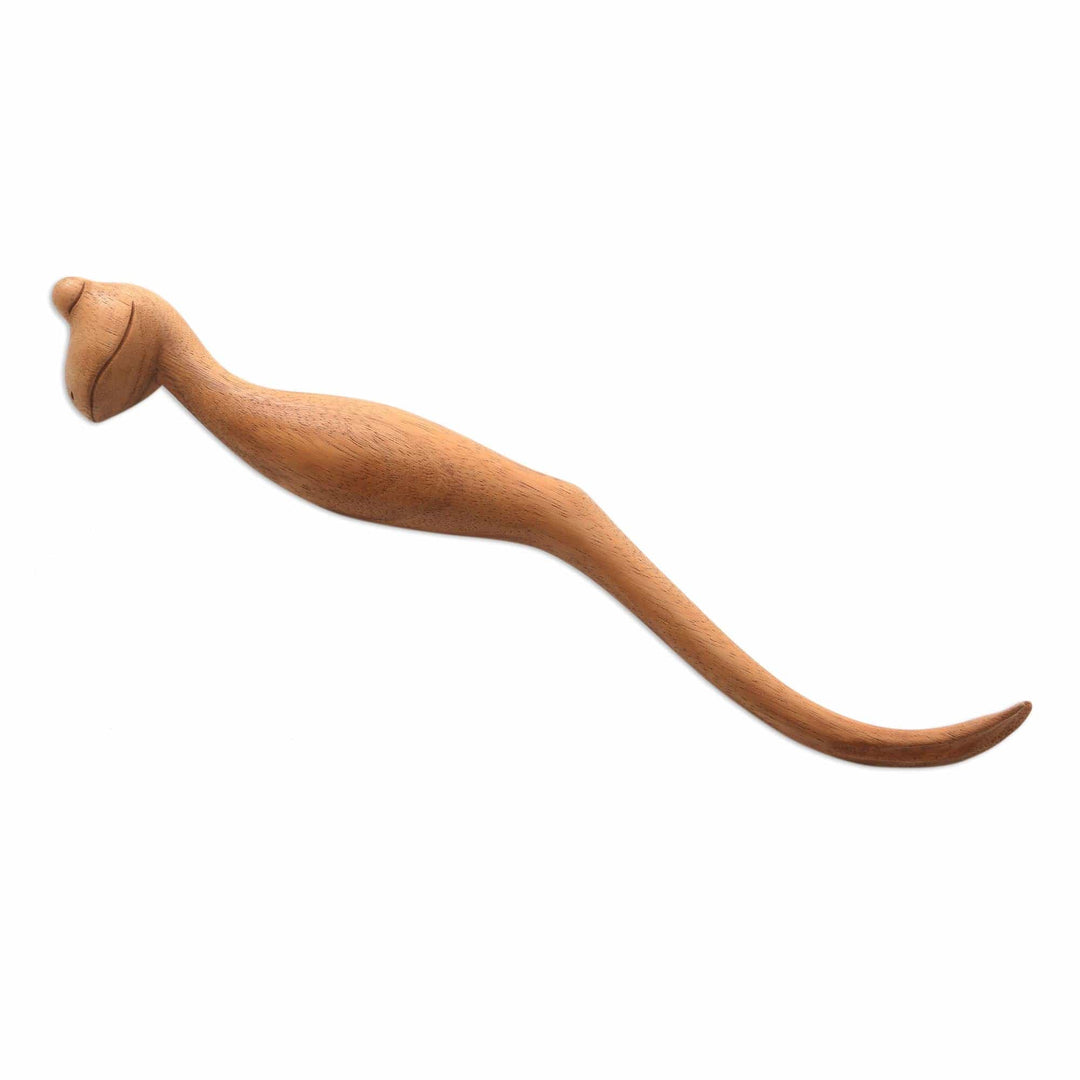 Handmade Suar Wood Gecko Back Scratcher from Bali - Sleepy Gecko