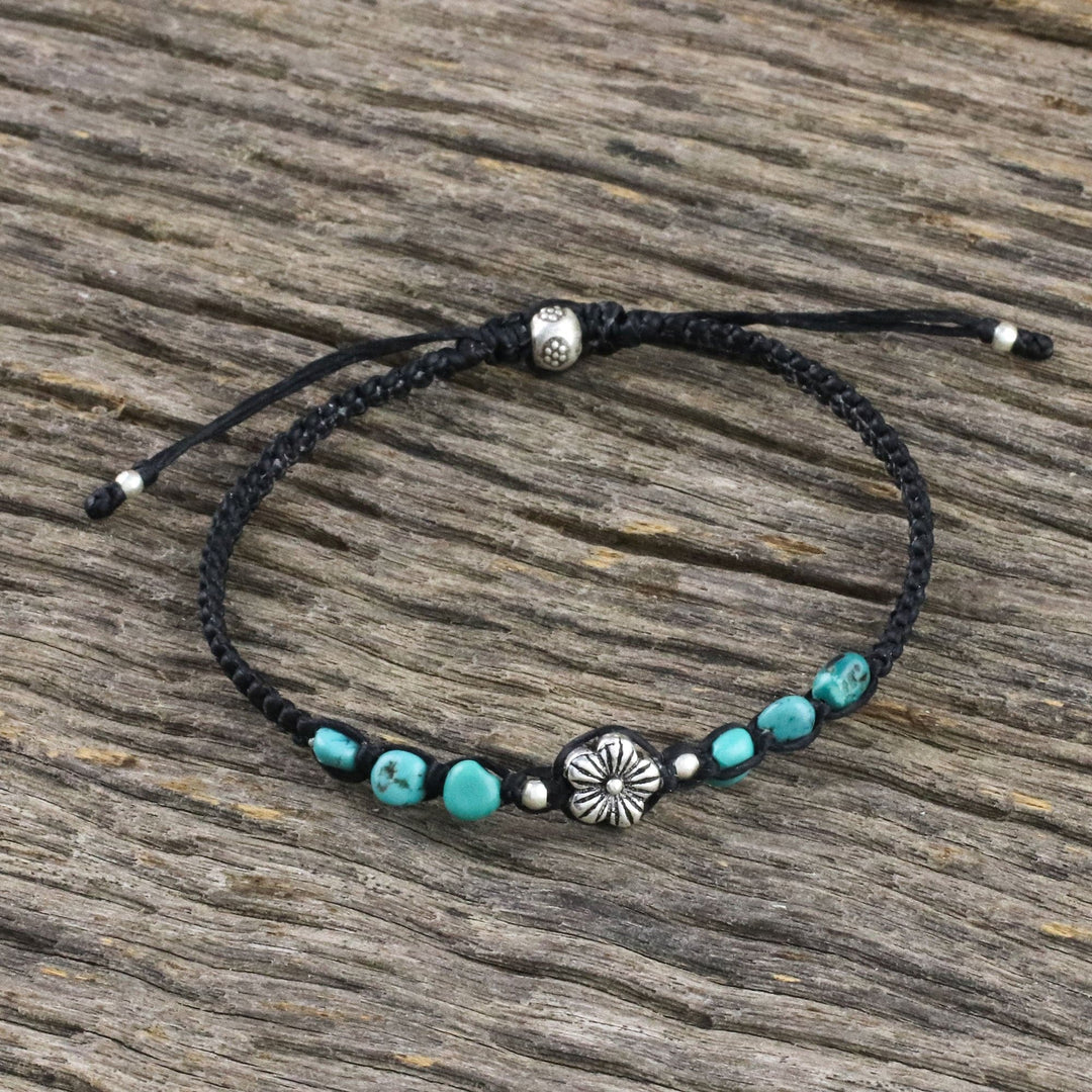 Silver Beaded Floral Bracelet from Thailand - Calm and Tranquil