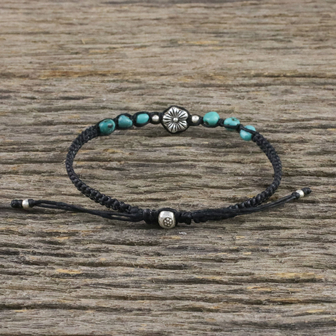 Silver Beaded Floral Bracelet from Thailand - Calm and Tranquil