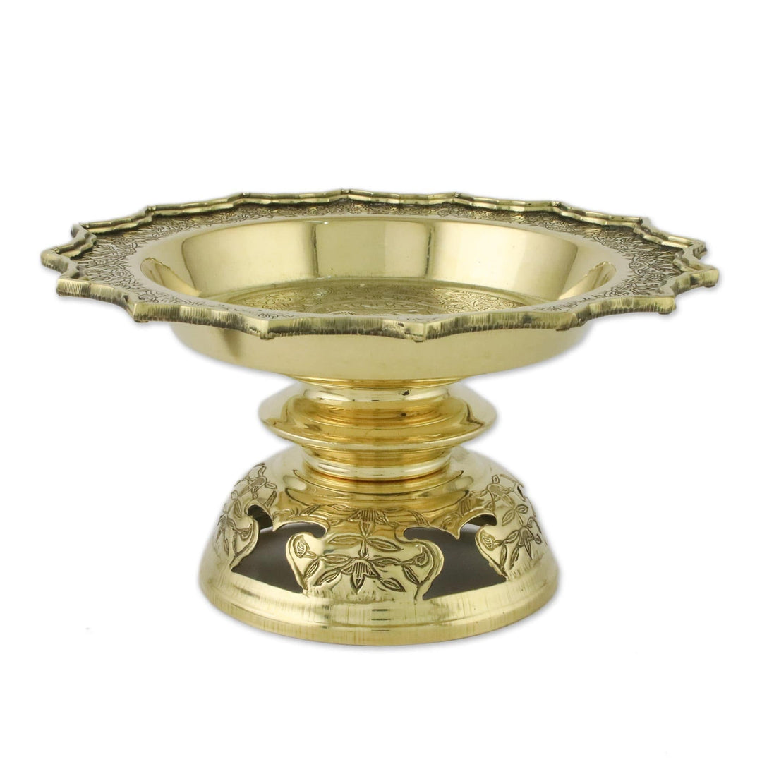 Brass Flower and Leaf Elephant Home Decorative Bowl - Forest Elephant