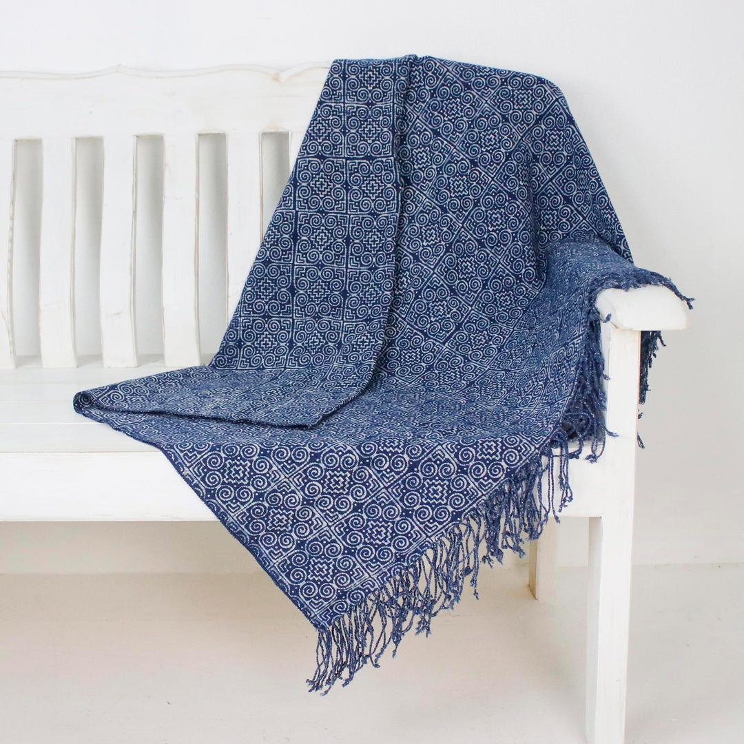 Artisan Crafted Batik Cotton Throw from Thailand - Classic Technique