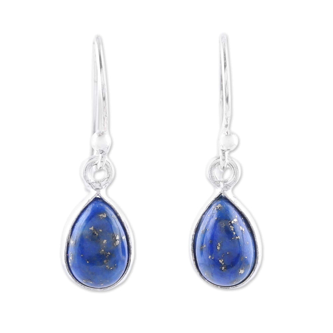 Lapis Lazuli and Sterling Silver Teardrop Dangle Earrings - Gentle Tear