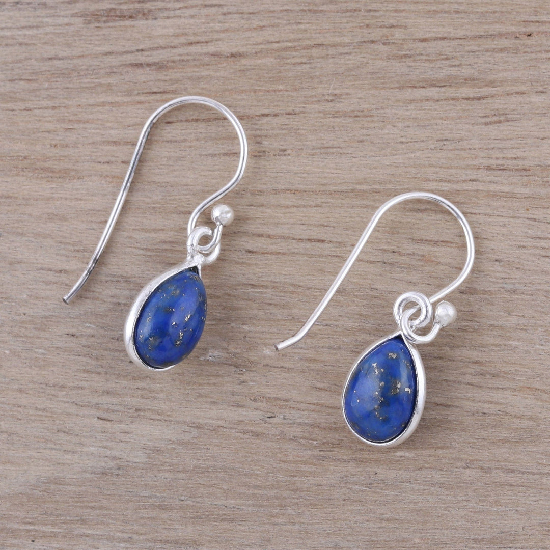 Lapis Lazuli and Sterling Silver Teardrop Dangle Earrings - Gentle Tear