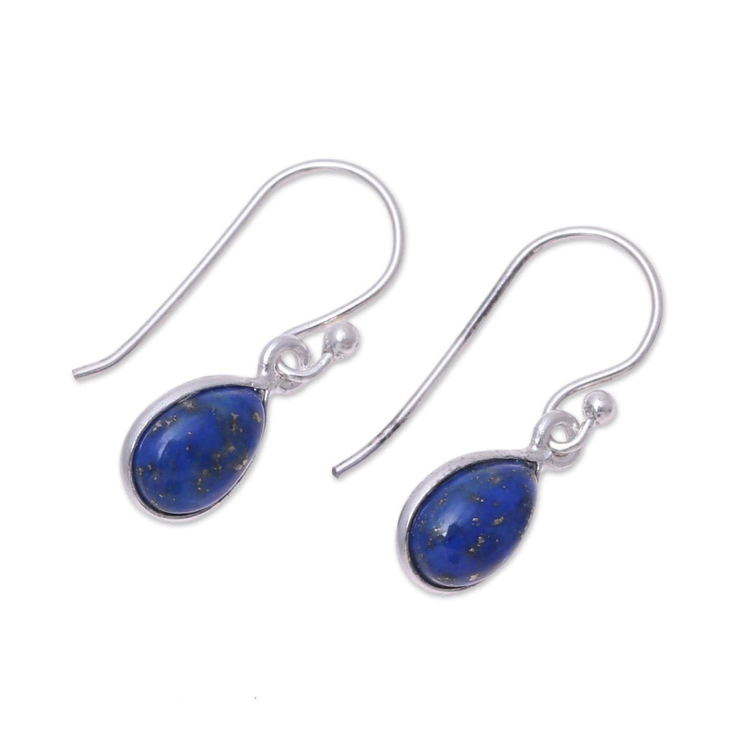 Lapis Lazuli and Sterling Silver Teardrop Dangle Earrings - Gentle Tear
