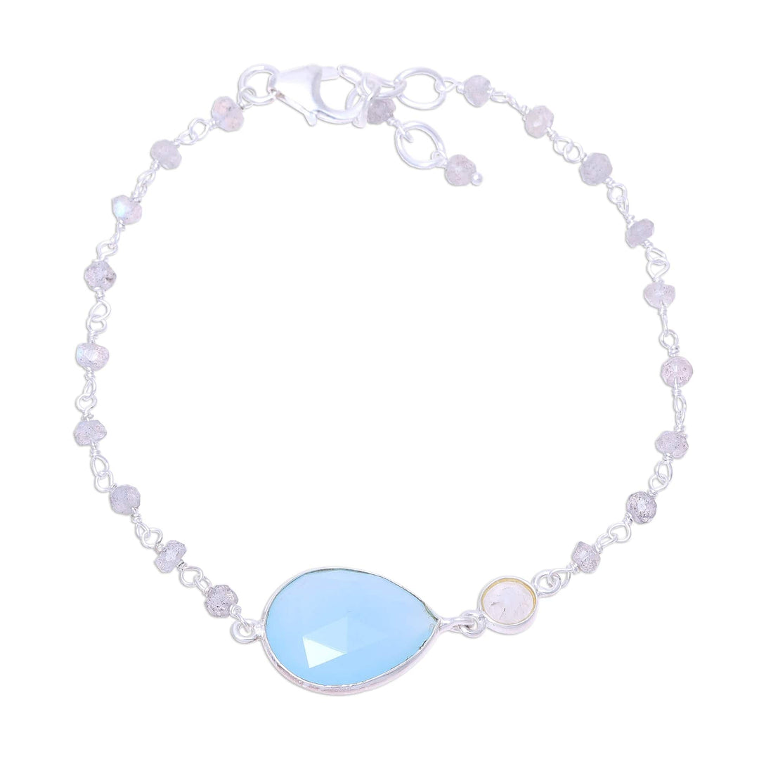 Chalcedony and Labradorite Pendant Bracelet - Colorful Elegance