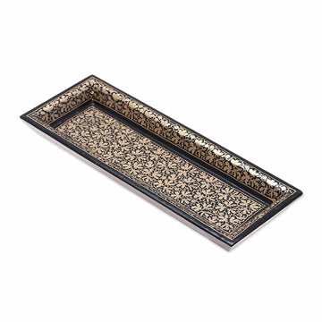 Leaf Motif Papier Mache and Wood Decorative Tray from India - Leaves of the Valley
