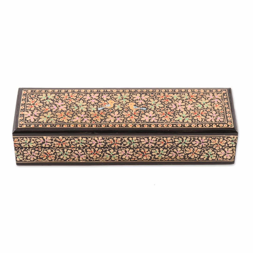 Leaf Motif Papier Mache and Wood Decorative Box - Chinar Forest