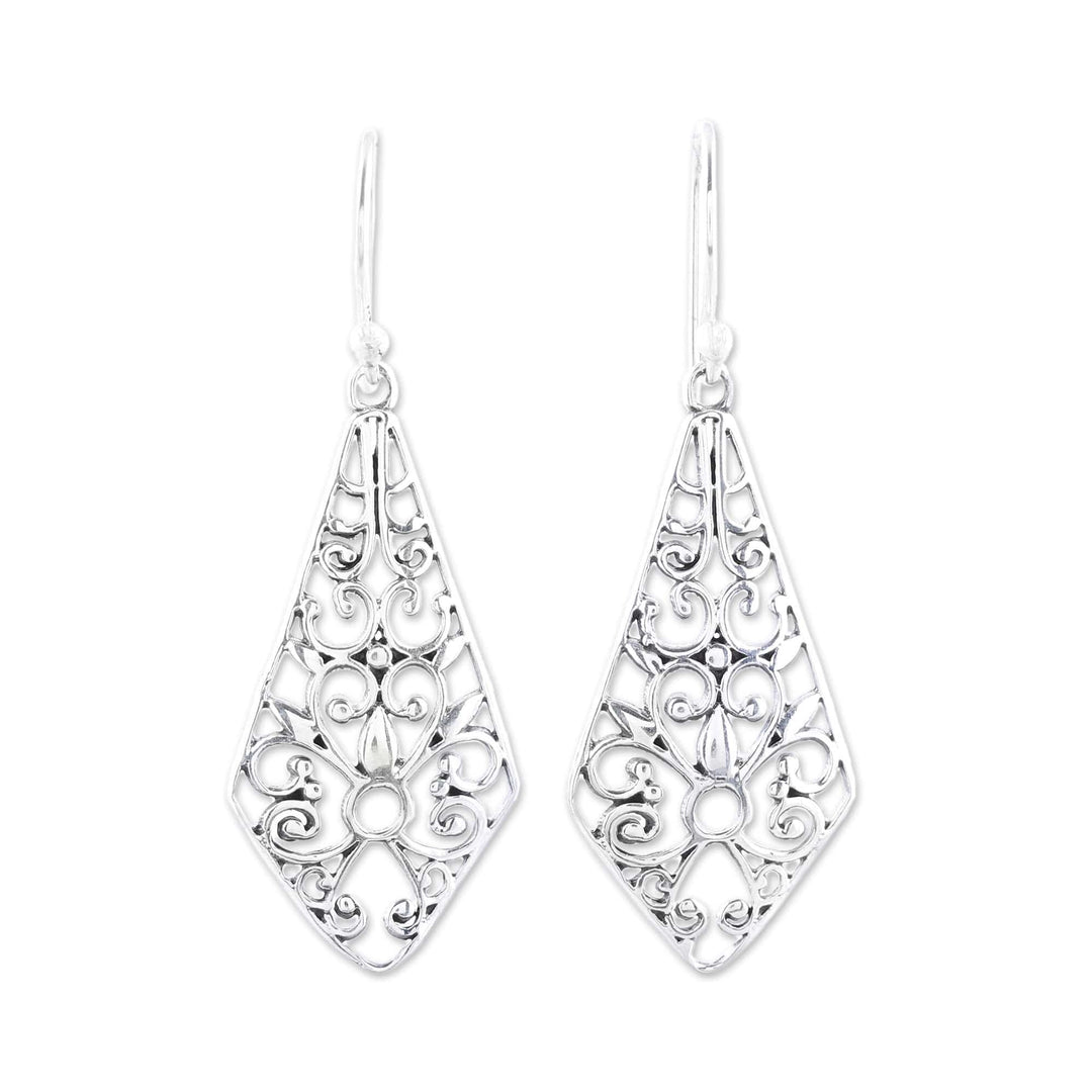 Kite-Shaped Sterling Silver Dangle Earrings from India - Delightful Kites