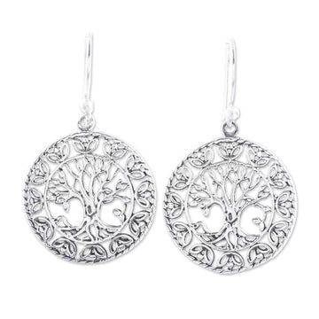 Tree Motif Sterling Silver Dangle Earrings - Arbor Majesty