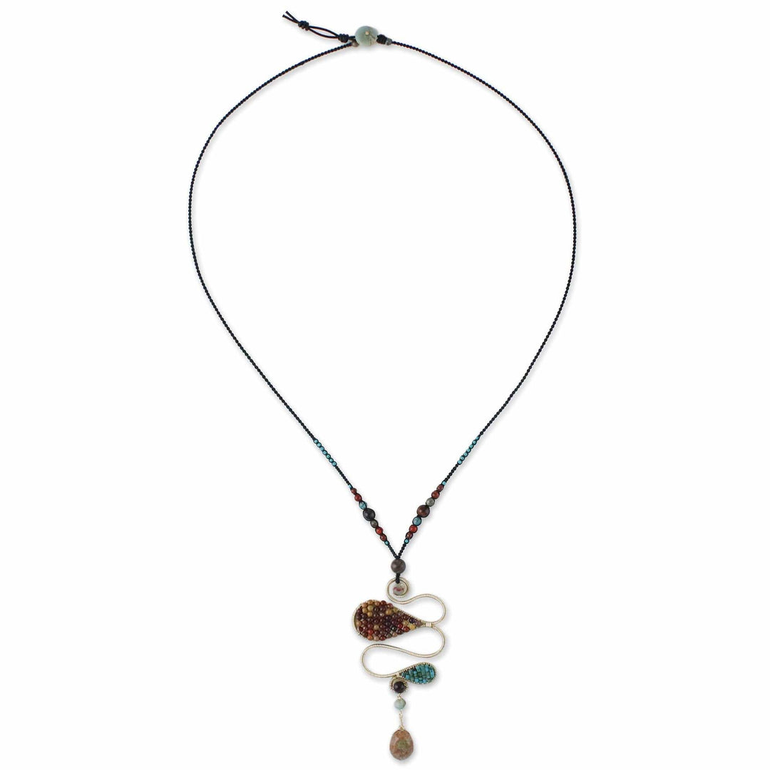 Multi-Gemstone Bohemian Pendant Necklace from Thailand - Bohemian Delicacy