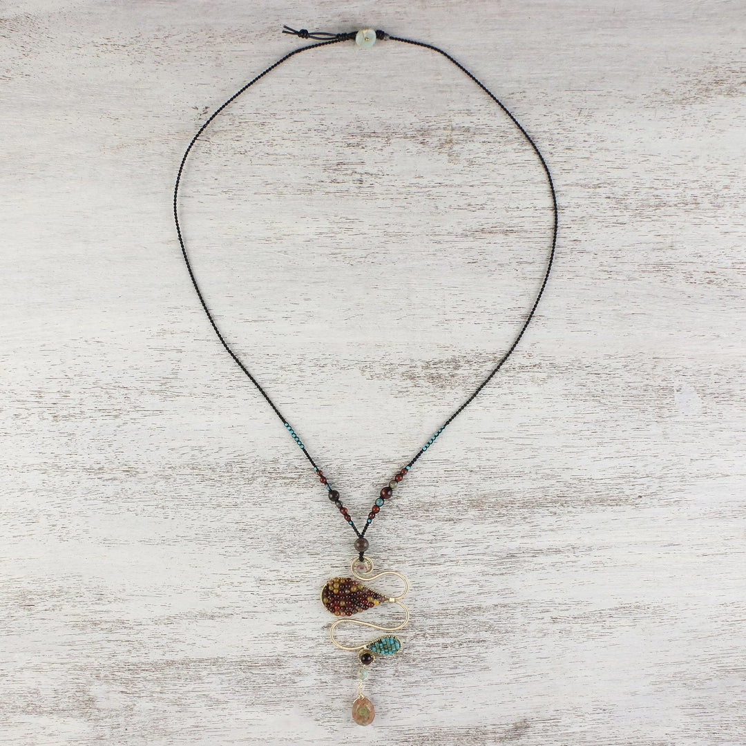 Multi-Gemstone Bohemian Pendant Necklace from Thailand - Bohemian Delicacy