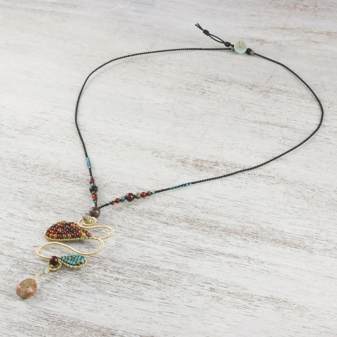 Multi-Gemstone Bohemian Pendant Necklace from Thailand - Bohemian Delicacy