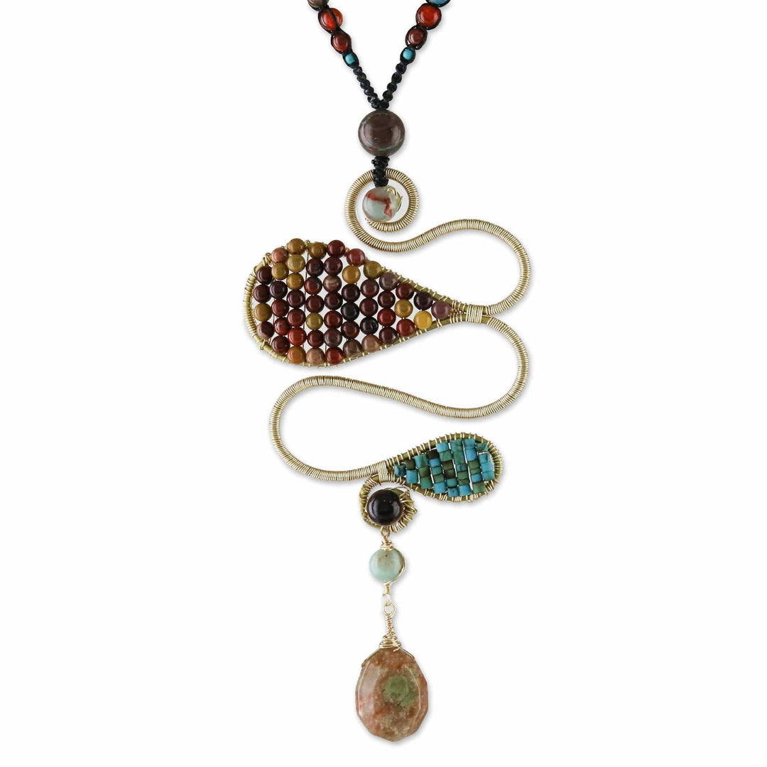 Multi-Gemstone Bohemian Pendant Necklace from Thailand - Bohemian Delicacy