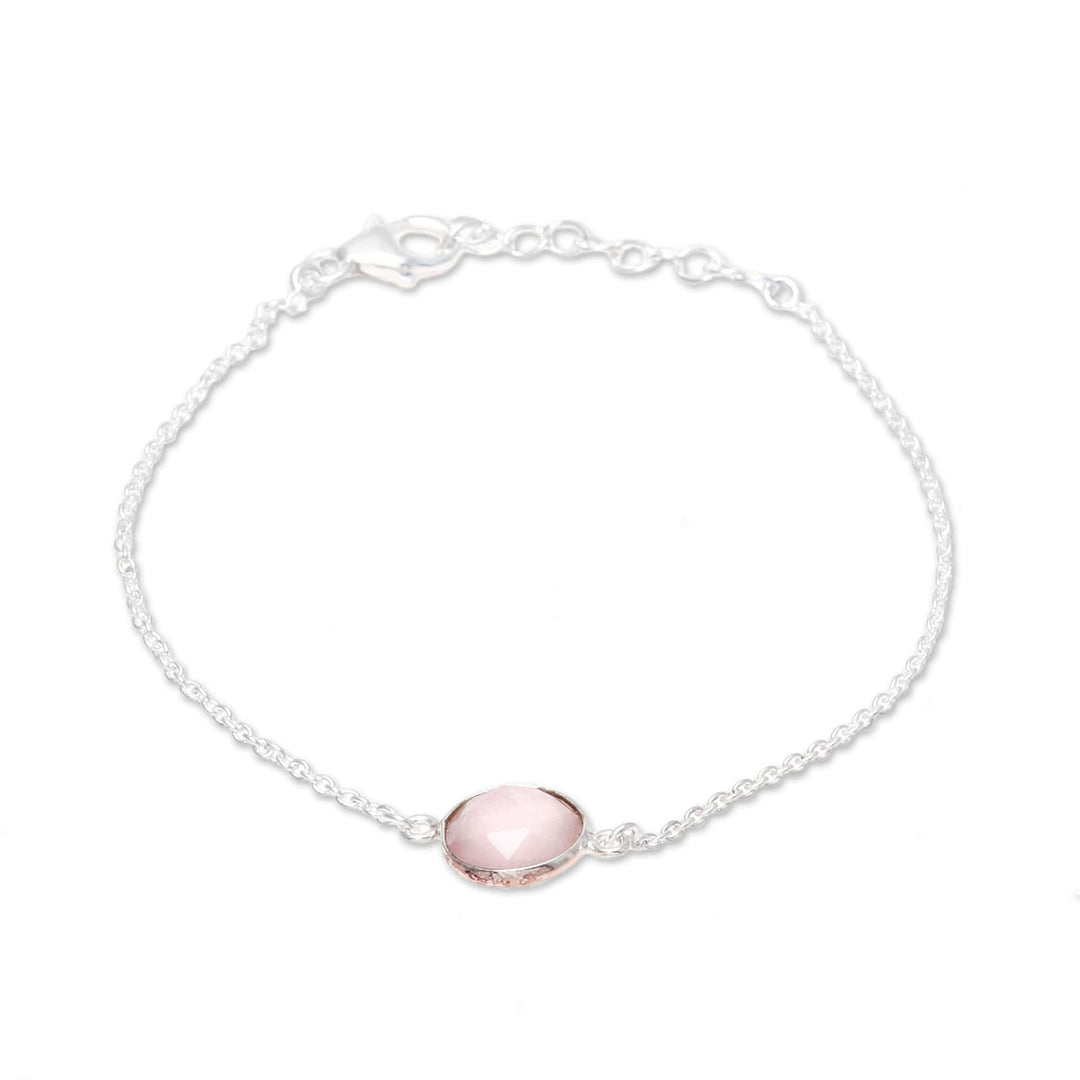 Adjustable Rose Quartz Pendant Bracelet - Pink Night