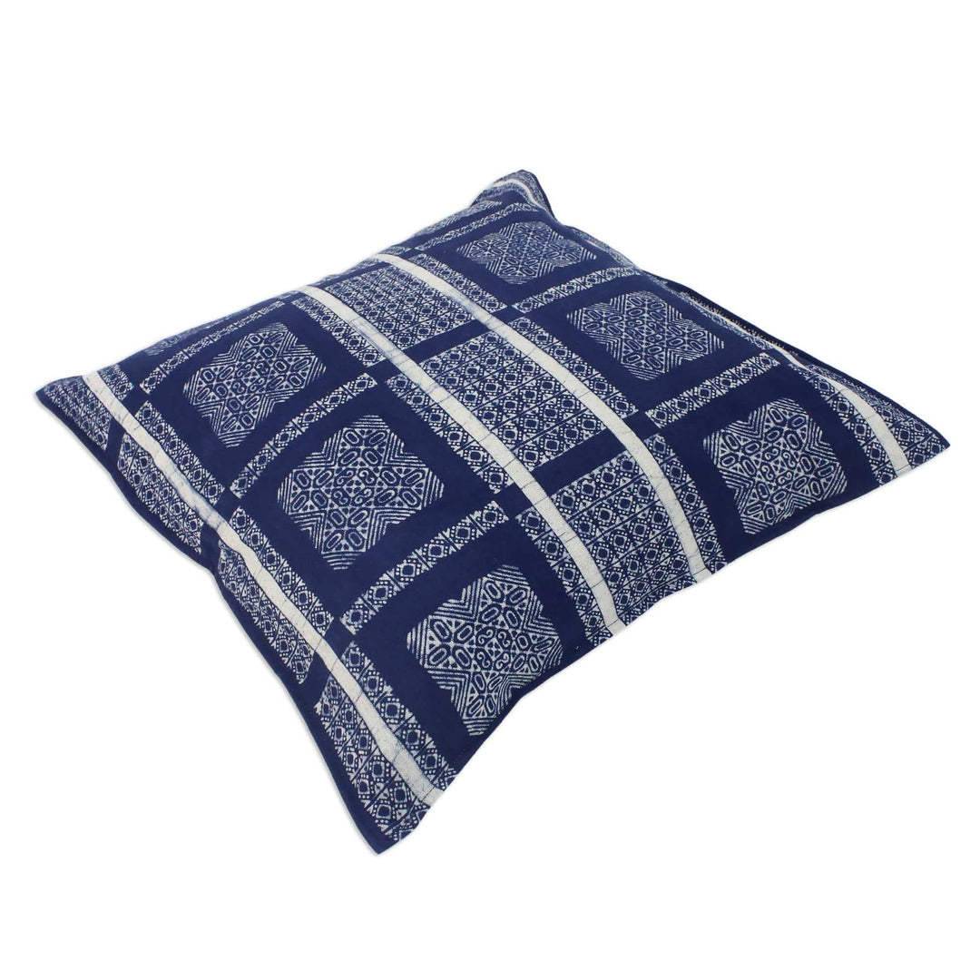 Batik Cotton Cushion Covers in Indigo from Thailand (Pair) - Indigo Passion