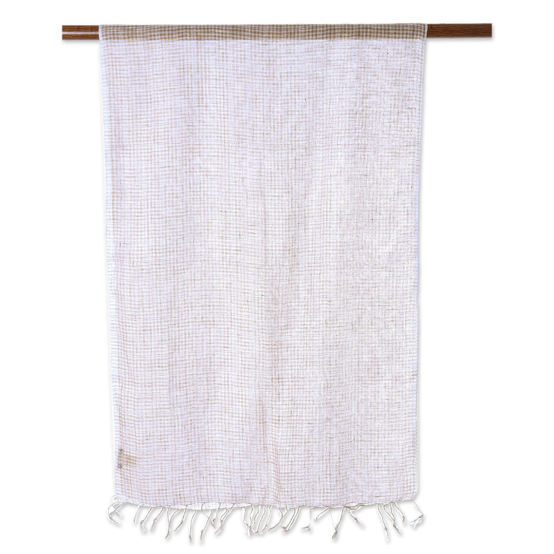 Handwoven Linen Wrap Scarf in Taupe - Magical Delight in Taupe