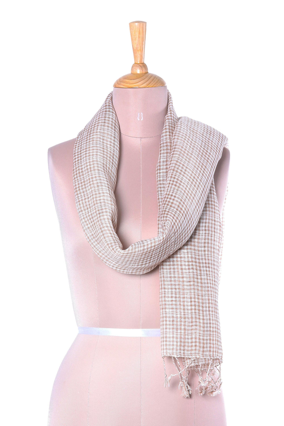 Handwoven Linen Wrap Scarf in Taupe - Magical Delight in Taupe