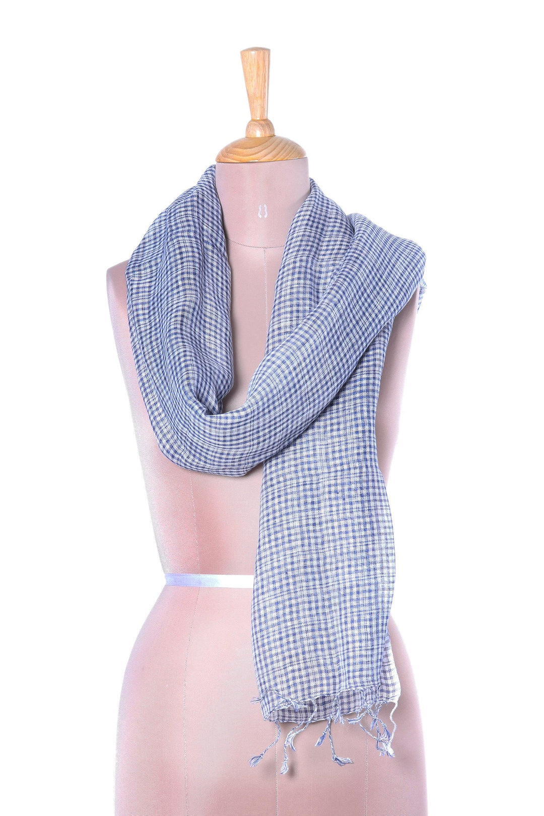 Handwoven Linen Wrap Scarf in Azure - Magical Delight in Azure