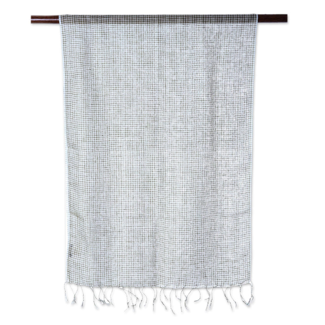 Handwoven Linen Wrap Scarf in Olive - Magical Delight in Olive
