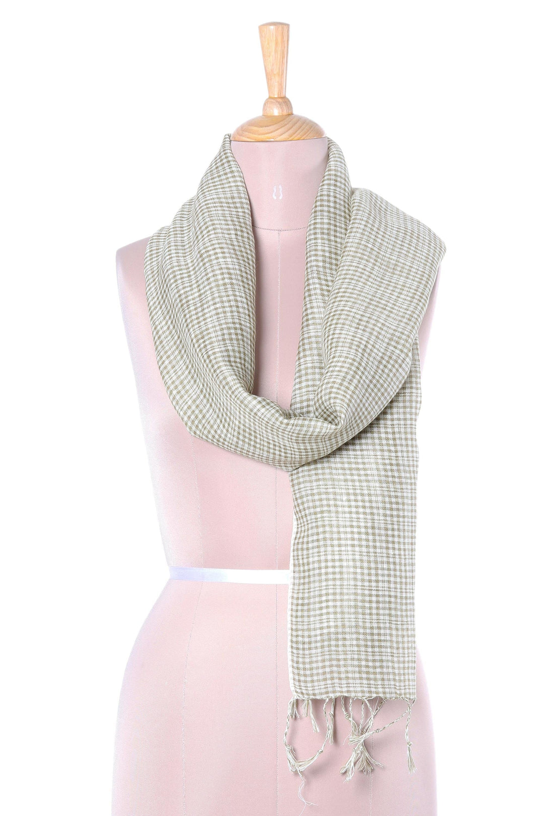 Handwoven Linen Wrap Scarf in Olive - Magical Delight in Olive