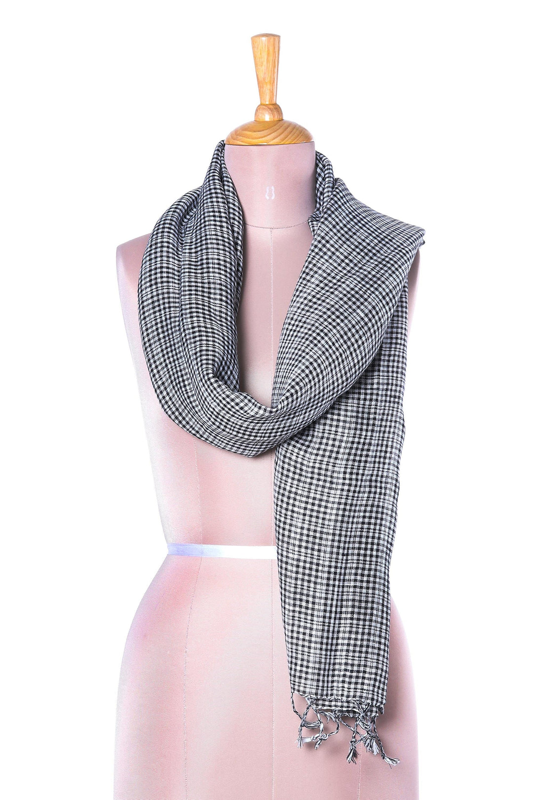 Handwoven Linen Wrap Scarf in Black - Magical Delight in Black