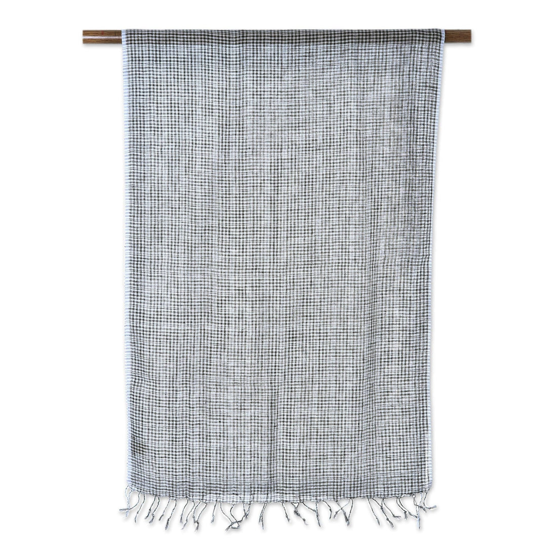 Handwoven Linen Wrap Scarf in Black - Magical Delight in Black